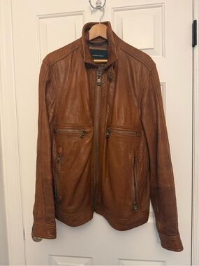 Andrew Marc Men's Cognac Brown Leather Jacket